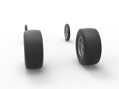 Wheel set of Vintage Front engine dragster Version 3 Scale 1 to 25 Modelo de Impressão 3D