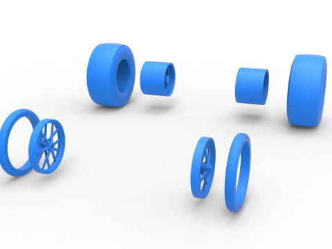Wheel set of Vintage Front engine dragster Version 3 Scale 1 to 25 Modelo de Impressão 3D