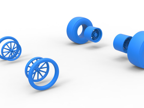 Wheel set of Vintage Front engine dragster Version 3 Scale 1 to 25 Modelo de Impressão 3D