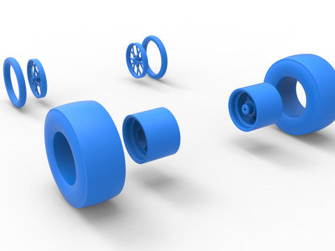 Wheel set of Vintage Front engine dragster Version 3 Scale 1 to 25 Modelo de Impressão 3D