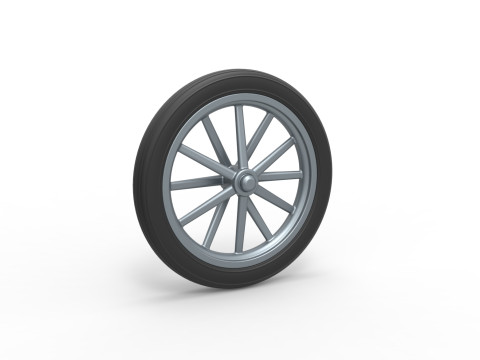 Front wheel of old school dragster Version 4 Scale 1 to 25 3D Print Model
