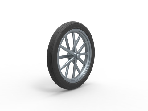 Front wheel of old school dragster Version 4 Scale 1 to 25 3D Print Model