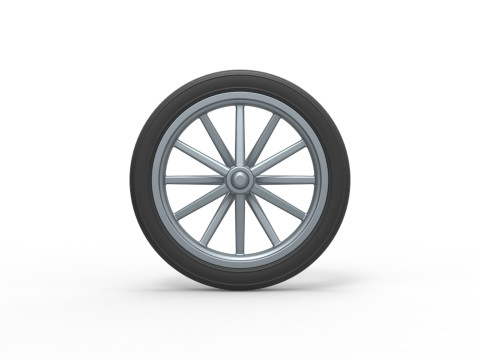 Front wheel of old school dragster Version 4 Scale 1 to 25 3D Print Model