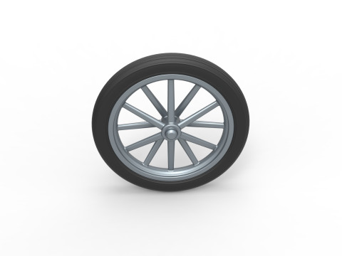 Front wheel of old school dragster Version 4 Scale 1 to 25 3D Print Model
