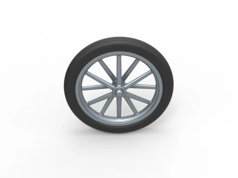 Front wheel of old school dragster Version 4 Scale 1 to 25 3D Print Model