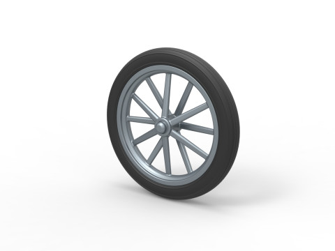 Front wheel of old school dragster Version 4 Scale 1 to 25 3D Print Model
