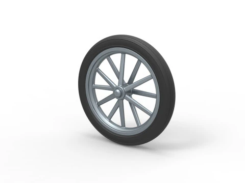 Front wheel of old school dragster Version 4 Scale 1 to 25 3D Print Model