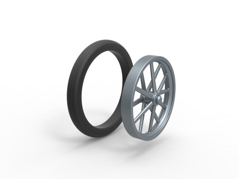 Front wheel of old school dragster Version 4 Scale 1 to 25 3D Print Model