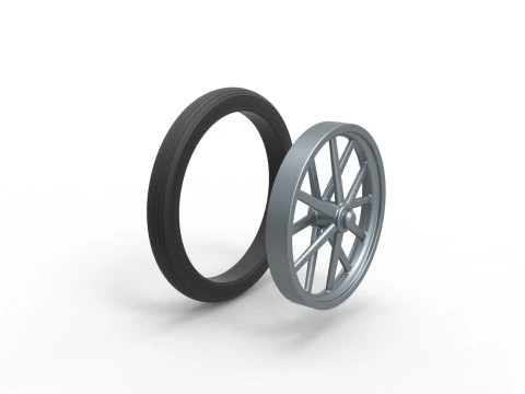 Front wheel of old school dragster Version 4 Scale 1 to 25 3D Print Model