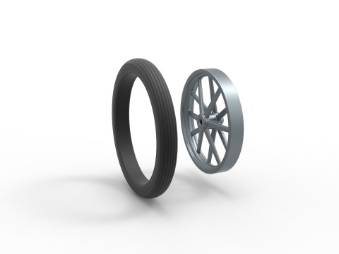 Front wheel of old school dragster Version 4 Scale 1 to 25 3D Print Model