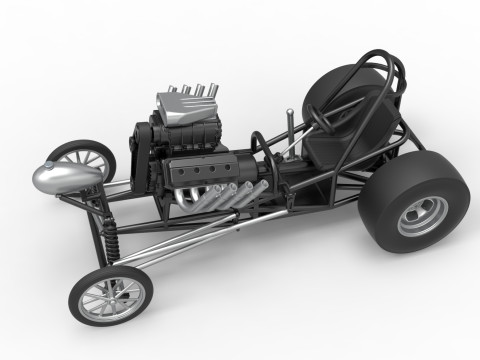 Vintage Front engine dragster Base Version 2 Scale 1 to 25 Modelo de Impressão 3D