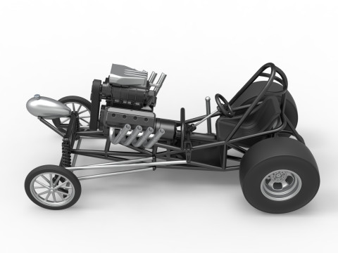 Vintage Front engine dragster Base Version 2 Scale 1 to 25 Modelo de Impressão 3D