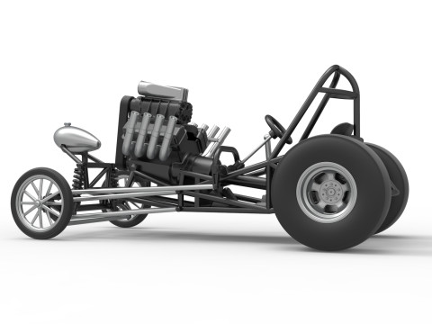 Vintage Front engine dragster Base Version 2 Scale 1 to 25 Modelo de Impressão 3D