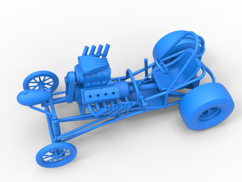 Vintage Front engine dragster Base Version 2 Scale 1 to 25 Modelo de Impressão 3D