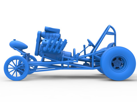 Vintage Front engine dragster Base Version 2 Scale 1 to 25 Modelo de Impressão 3D