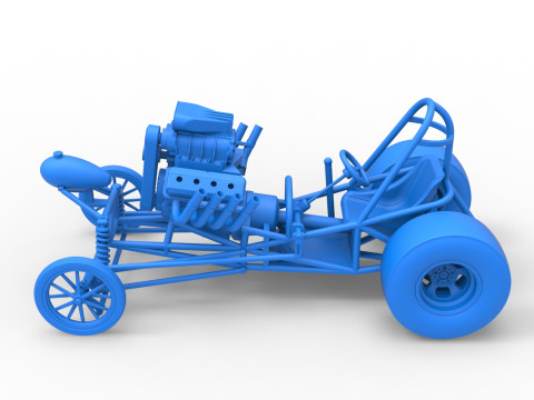 Vintage Front engine dragster Base Version 2 Scale 1 to 25 Modelo de Impressão 3D