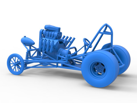 Vintage Front engine dragster Base Version 2 Scale 1 to 25 Modelo de Impressão 3D