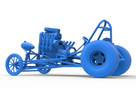 Vintage Front engine dragster Base Version 2 Scale 1 to 25 Modelo de Impressão 3D