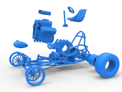 Vintage Front engine dragster Base Version 2 Scale 1 to 25 Modelo de Impressão 3D