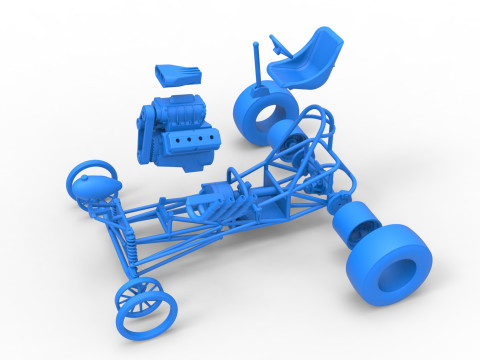 Vintage Front engine dragster Base Version 2 Scale 1 to 25 Modelo de Impressão 3D