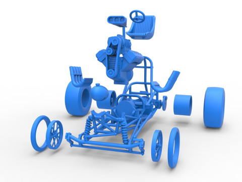 Vintage Front engine dragster Base Version 2 Scale 1 to 25 Modelo de Impressão 3D