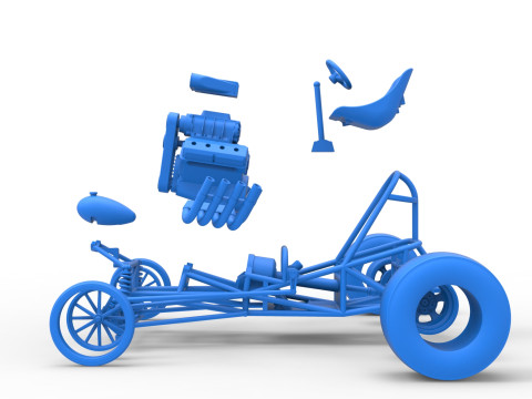 Vintage Front engine dragster Base Version 2 Scale 1 to 25 Modelo de Impressão 3D