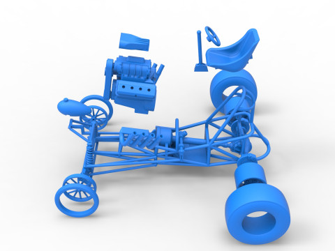 Vintage Front engine dragster Base Version 2 Scale 1 to 25 Modelo de Impressão 3D