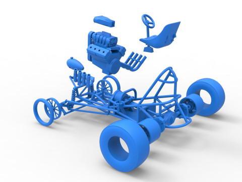Vintage Front engine dragster Base Version 2 Scale 1 to 25 Modelo de Impressão 3D
