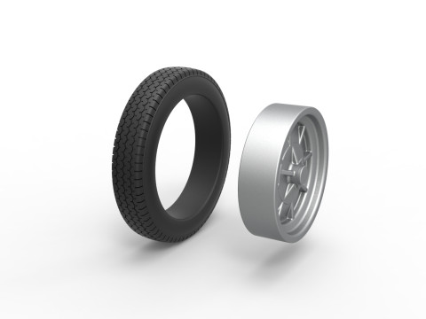 Front wheel of old school dragster Version 5 Scale 1 to 25 Modelo de Impressão 3D