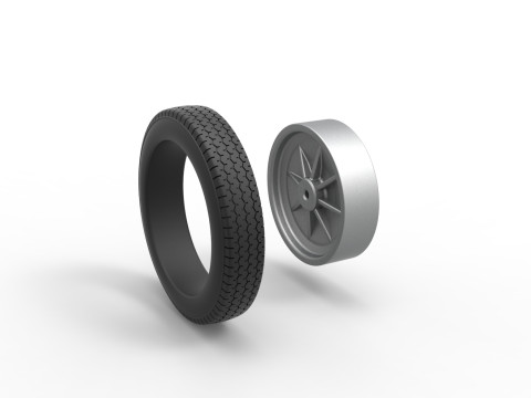 Front wheel of old school dragster Version 5 Scale 1 to 25 Modelo de Impressão 3D