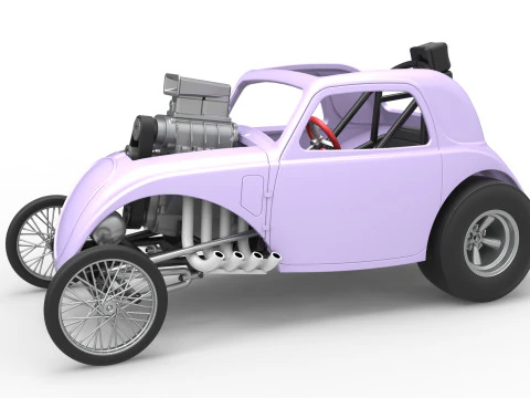 Mesin depan dragster jadul dengan shell Versi 10 Skala 1 sampai 25 Model Cetak 3D