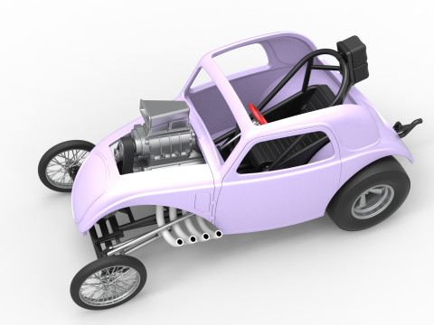 Front engine old school dragster with shell Version 10 Scale 1 to 25 Modello di stampa 3D