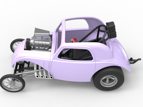 Front engine old school dragster with shell Version 10 Scale 1 to 25 Modello di stampa 3D