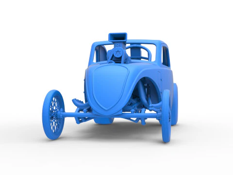 Front engine old school dragster with shell Version 10 Scale 1 to 25 3D Print Model