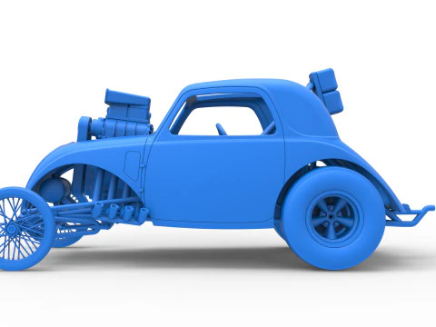 Front engine old school dragster with shell Version 10 Scale 1 to 25 3D Print Model