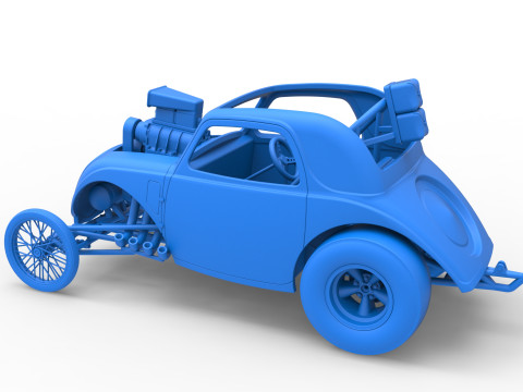 Front engine old school dragster with shell Version 10 Scale 1 to 25 Modello di stampa 3D