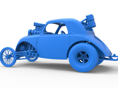Front engine old school dragster with shell Version 10 Scale 1 to 25 Modello di stampa 3D