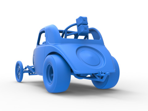 Front engine old school dragster with shell Version 10 Scale 1 to 25 Modello di stampa 3D
