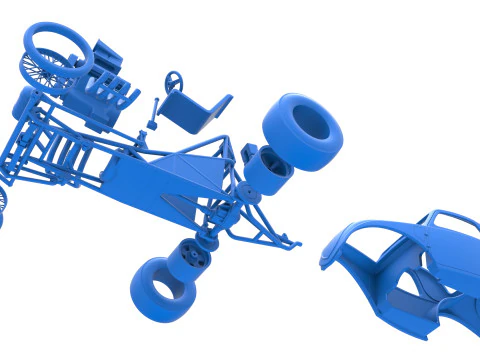 Front engine old school dragster with shell Version 10 Scale 1 to 25 3D Print Model
