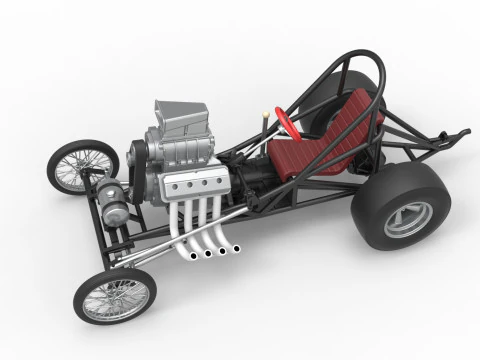 ヴィンテージ フロント エンジン ドラッグスター ベース バージョン 3 スケール 1 ～ 25 3Dプリントモデル