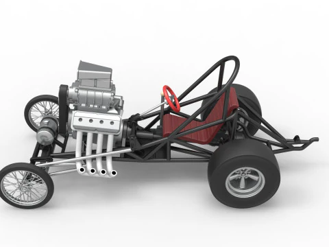 ヴィンテージ フロント エンジン ドラッグスター ベース バージョン 3 スケール 1 ～ 25 3Dプリントモデル