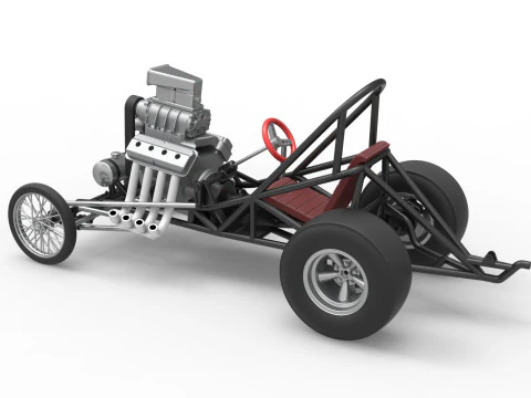 ヴィンテージ フロント エンジン ドラッグスター ベース バージョン 3 スケール 1 ～ 25 3Dプリントモデル