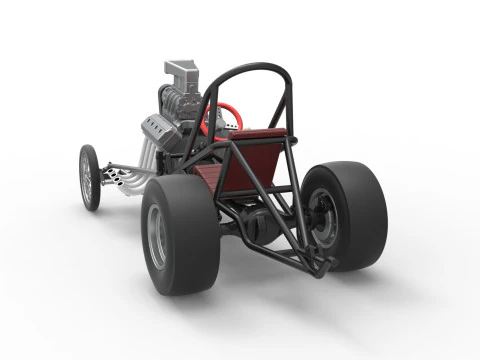 ヴィンテージ フロント エンジン ドラッグスター ベース バージョン 3 スケール 1 ～ 25 3Dプリントモデル