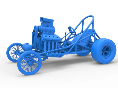 ヴィンテージ フロント エンジン ドラッグスター ベース バージョン 3 スケール 1 ～ 25 3Dプリントモデル