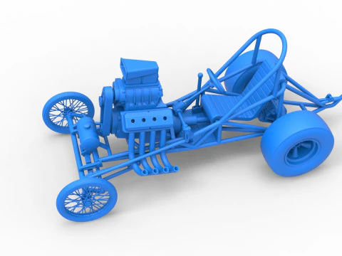 ヴィンテージ フロント エンジン ドラッグスター ベース バージョン 3 スケール 1 ～ 25 3Dプリントモデル