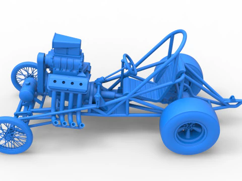 ヴィンテージ フロント エンジン ドラッグスター ベース バージョン 3 スケール 1 ～ 25 3Dプリントモデル