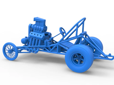 ヴィンテージ フロント エンジン ドラッグスター ベース バージョン 3 スケール 1 ～ 25 3Dプリントモデル