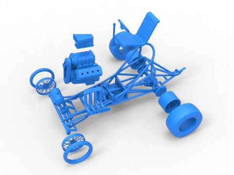 ヴィンテージ フロント エンジン ドラッグスター ベース バージョン 3 スケール 1 ～ 25 3Dプリントモデル