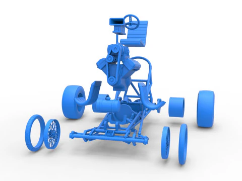 ヴィンテージ フロント エンジン ドラッグスター ベース バージョン 3 スケール 1 ～ 25 3Dプリントモデル