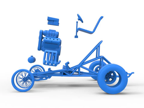 ヴィンテージ フロント エンジン ドラッグスター ベース バージョン 3 スケール 1 ～ 25 3Dプリントモデル